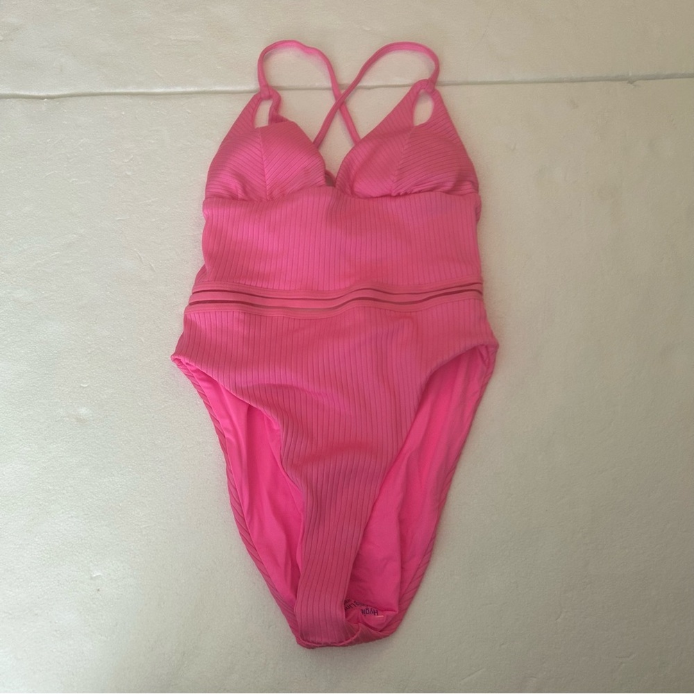 Isabella Rose NWT Queensland high leg neon Barbie pink one piece swimsuit - Picture 6 of 11